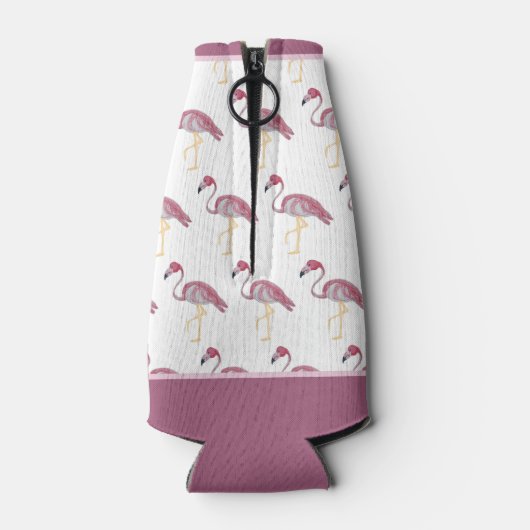 Roze flamingo Flamingos kan koelbloem botsen Flesjeskoeler (Achterkant)