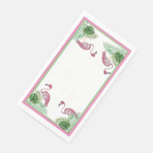 Roze Flamingo Flamingos Monstera Palm Servet