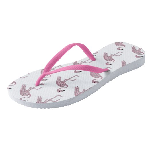 Roze Flamingo Flamingos Teenslippers (Schuin)