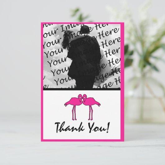 Roze flamingo Flat Foto bedankt kaarten (Staand voorkant)