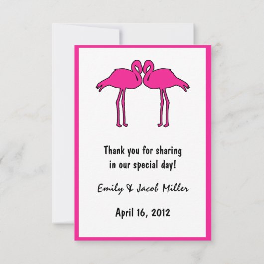 Roze flamingo Flat Foto bedankt kaarten (Achterkant)