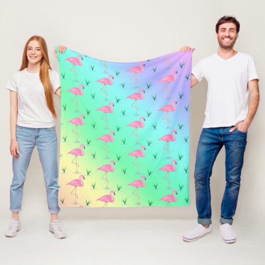 Roze Flamingo Fleece Deken (In situ)