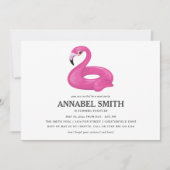 Roze Flamingo Float Birthday Pool Party Kaart (Voorkant)
