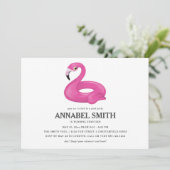 Roze Flamingo Float Birthday Pool Party Kaart (Staand voorkant)