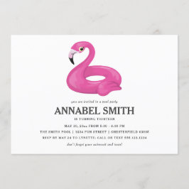 Roze Flamingo Float Birthday Pool Party Kaart