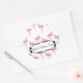 Roze flamingo Flock Pattern Business Promo Ronde Sticker (Envelop)