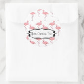 Roze flamingo Flock Pattern Business Promo Ronde Sticker (Tas)