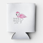 Roze Flamingo Flocking Fabulous bij Fifty Blikjeskoeler (Voorkant)