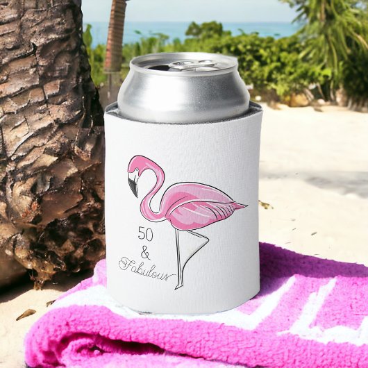 Roze Flamingo Flocking Fabulous bij Fifty Blikjeskoeler