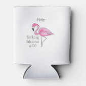 Roze Flamingo Flocking Fabulous bij Fifty Custom Blikjeskoeler (Voorkant)