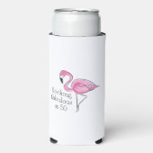 Roze Flamingo Flocking Fabulous bij Fifty Seltzer Blikjeskoeler (Seltzer Voorkant)