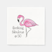 Roze Flamingo Flocking Fabulous bij Fifty Servet (Voorkant)