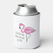 Roze Flamingo Flocking Fabulous bij Veertig Blikjeskoeler (Blikje Voorkant)