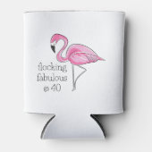 Roze Flamingo Flocking Fabulous bij Veertig Blikjeskoeler (Voorkant)