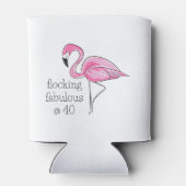 Roze Flamingo Flocking Fabulous bij Veertig Blikjeskoeler (Achterkant)