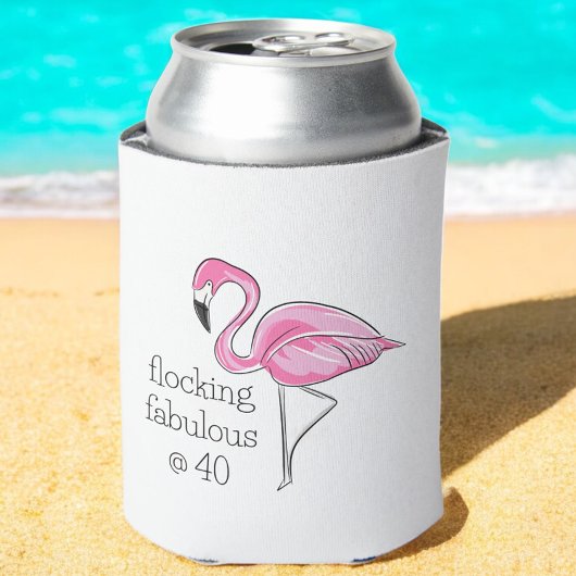Roze Flamingo Flocking Fabulous bij Veertig Blikjeskoeler