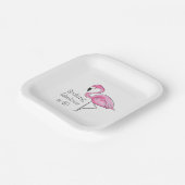Roze Flamingo Flocking Fabulous bij Veertig Papieren Bordje (Gebogen)