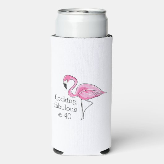 Roze Flamingo Flocking Fabulous bij Veertig Seltzer Blikjeskoeler (Seltzer Achterkant)