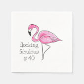 Roze Flamingo Flocking Fabulous bij Veertig Servet (Voorkant)