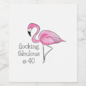Roze Flamingo Flocking Fabulous bij Veertig Wijn Etiket (Enkel label)