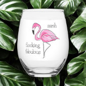 Roze Flamingo Flocking Fabulous Girl's Night Naam Wijnglas Zonder Voet