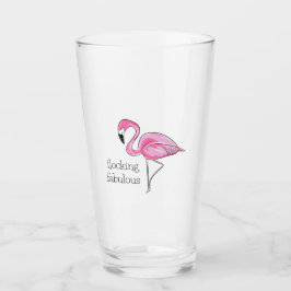 Roze flamingo Flocking Fabulous Glas