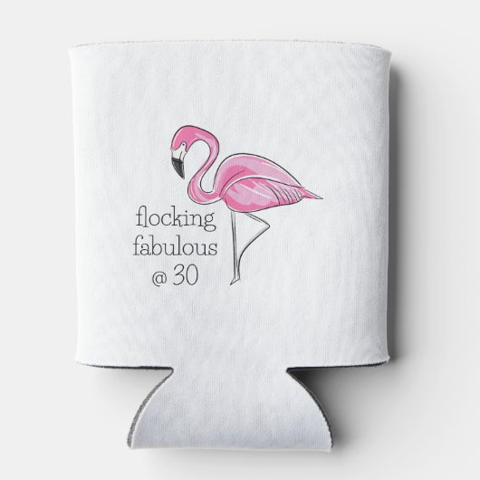 Roze Flamingo Flocking Fabulous op Dertig Blikjeskoeler (Achterkant)