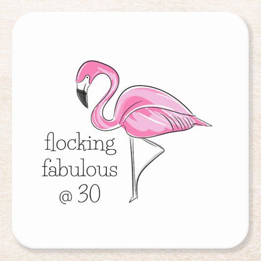 Roze Flamingo Flocking Fabulous op Dertig Kartonnen Onderzetters (Voorkant)