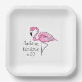 Roze Flamingo Flocking Fabulous op Dertig Papieren Bordje (Voorkant)