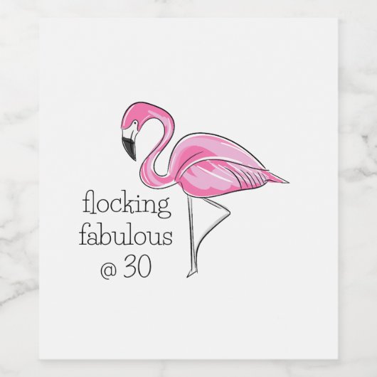 Roze Flamingo Flocking Fabulous op Dertig Wijn Etiket (Enkel label)