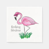 Roze Flamingo Flocking Fabulous Roze Bril Servet (Voorkant)