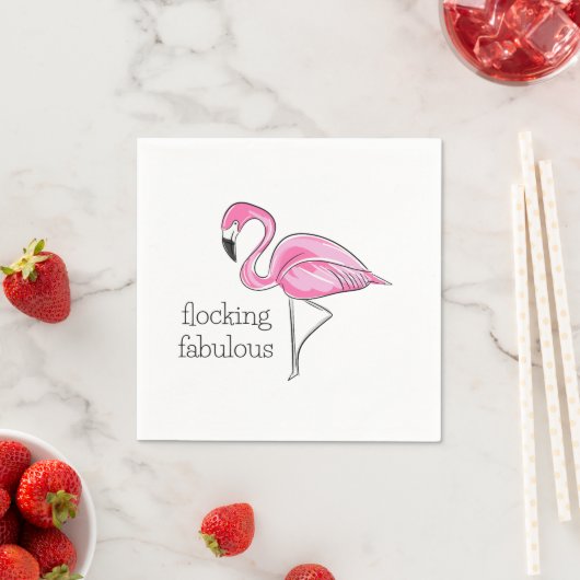 Roze flamingo Flocking Fabulous Servet (Insitu)