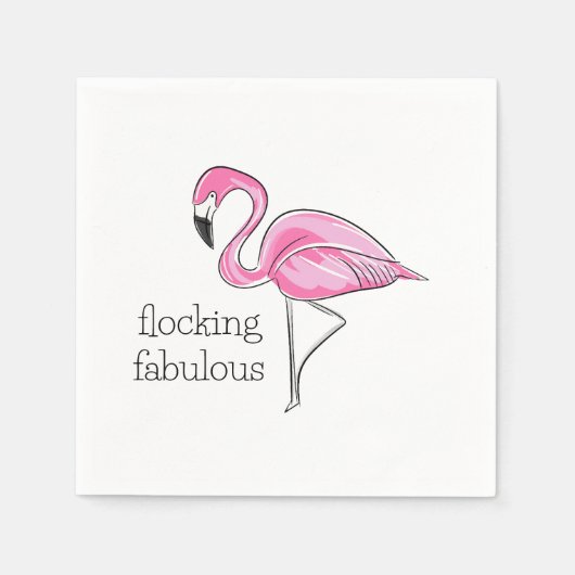 Roze flamingo Flocking Fabulous Servet (Voorkant)