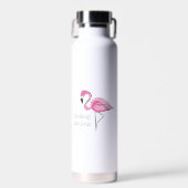 Roze Flamingo Flocking Fantastisch Waterfles (Voorkant)