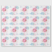 Roze flamingo Floral design Cadeaupapier (Vlak)