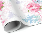 Roze flamingo Floral design Cadeaupapier (Rol Hoek)