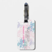 Roze flamingo Floral design Gepersonaliseerd Bagagelabel (Achterkant verticaal)
