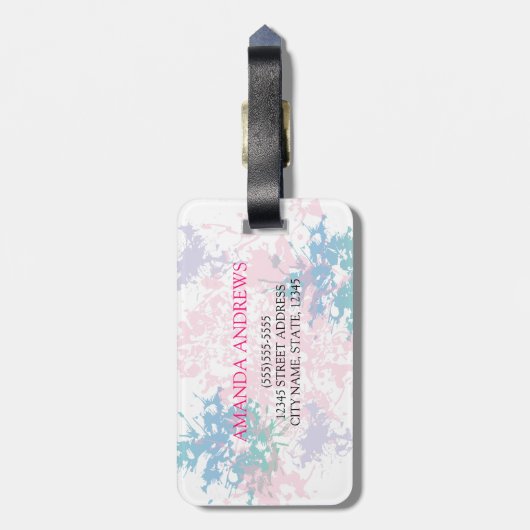 Roze flamingo Floral design Gepersonaliseerd Bagagelabel (Achterkant verticaal)
