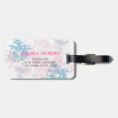 Roze flamingo Floral design Gepersonaliseerd Bagagelabel (Achterkant horizontaal)