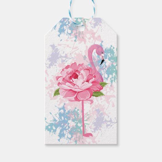 Roze flamingo Floral gepersonaliseerd Cadeaulabel (Voorkant)