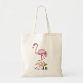 Roze Flamingo Floral Kinder Girl Personalized Gift Tote Bag