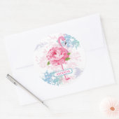Roze flamingo Floral monogram ontwerp Ronde Sticker (Envelop)