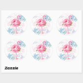 Roze flamingo Floral monogram ontwerp Ronde Sticker (Vel)