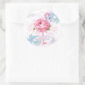 Roze flamingo Floral monogram ontwerp Ronde Sticker (Tas)