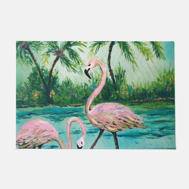 Roze Flamingo Florida Welkom mat (Voorkant)