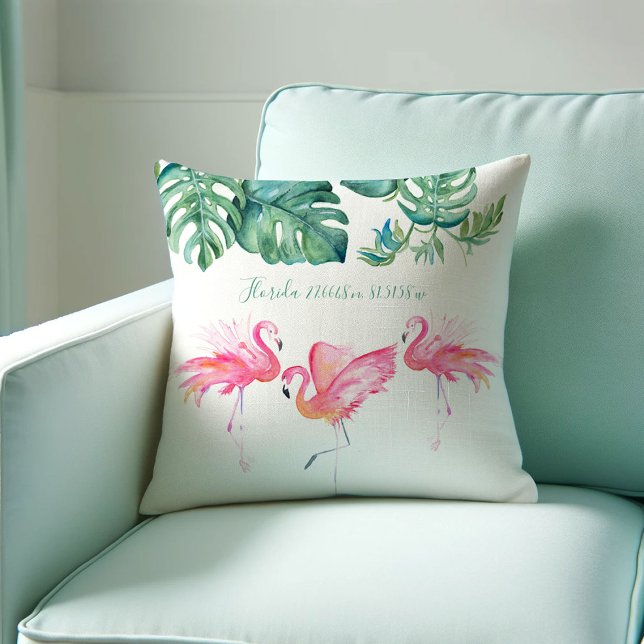 Roze Flamingo Florida Woonkamer Decor Buitenkussen (Pink flamingo Florida living room decor features throw for chair with pink flamingo V. Grigaliunas)