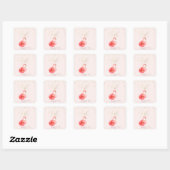 Roze Flamingo Flower, Gold Confetti Bedankt Vierkante Sticker (Vel)