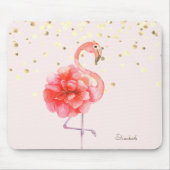 Roze Flamingo Flower, Gold Confetti Muismat (Voorkant)