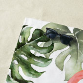 Roze Flamingo Flower, Gold Confetti Palm Leaf Strandlaken (In situ)