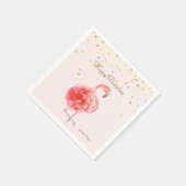 Roze Flamingo Flower, Gold Confetti Servet (Hoek)